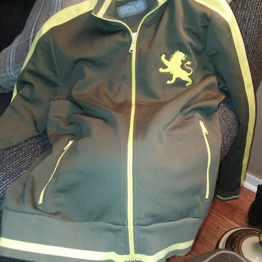 Zippered jacket size medium, Express brand.  Green and Yellow